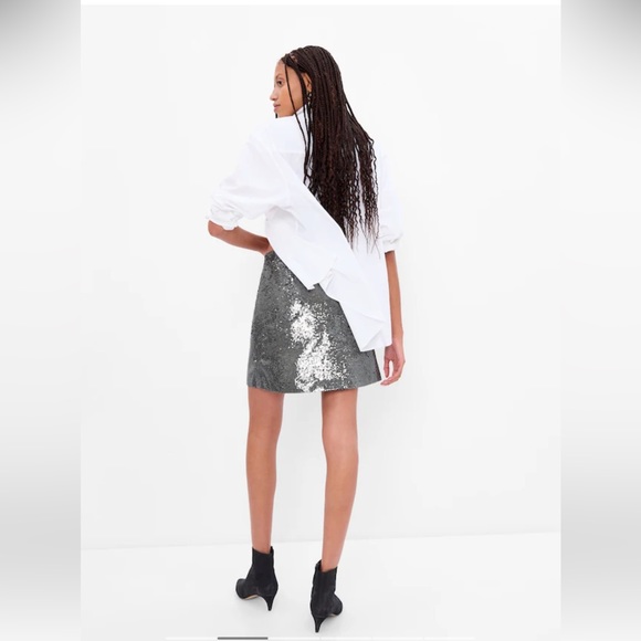 Gap Recycled Sequin Mini Skirt in Silver Grey - Picture 3 of 8